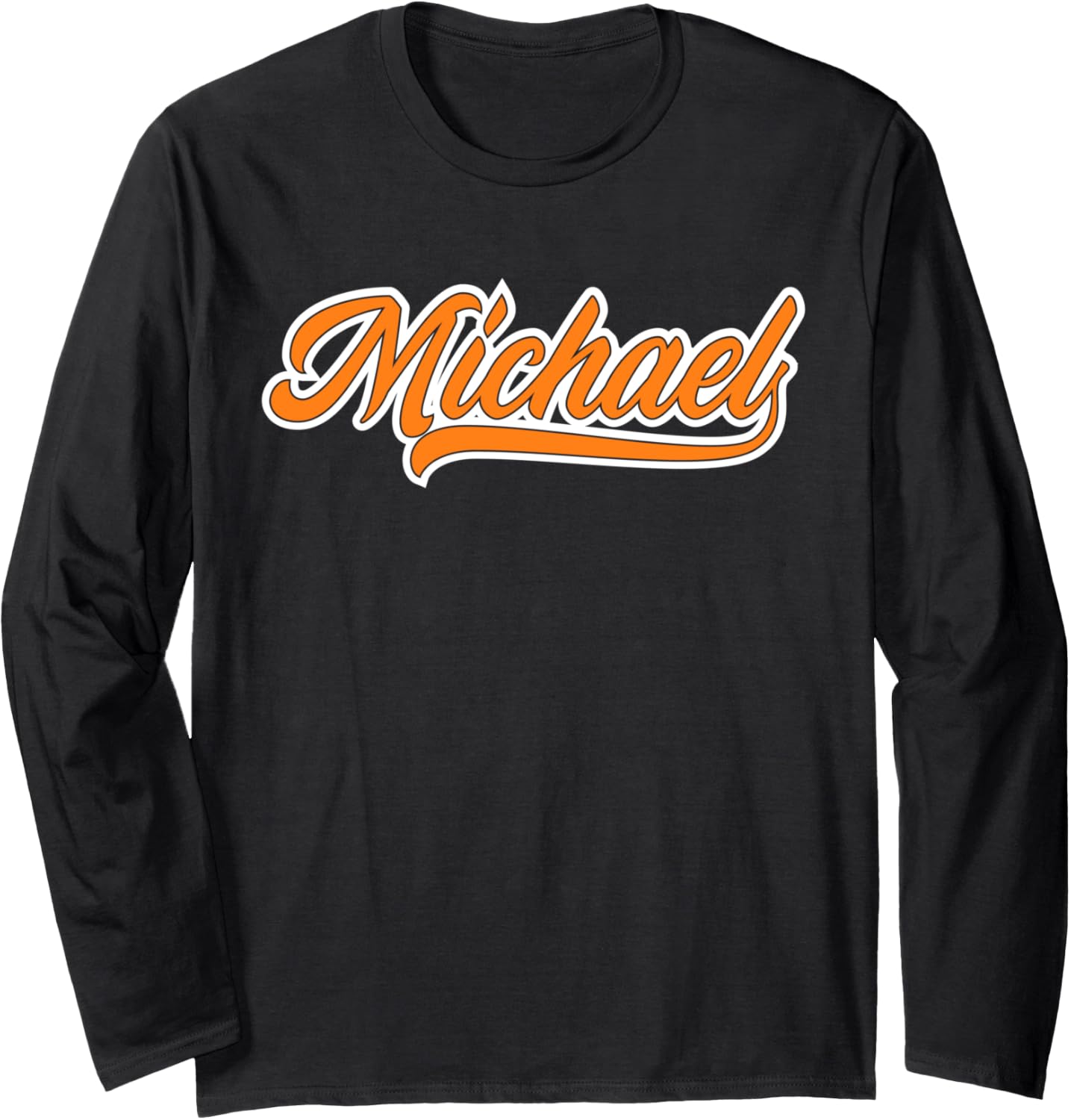 Athletic First Name Michael Cool Orange Font Long Sleeve