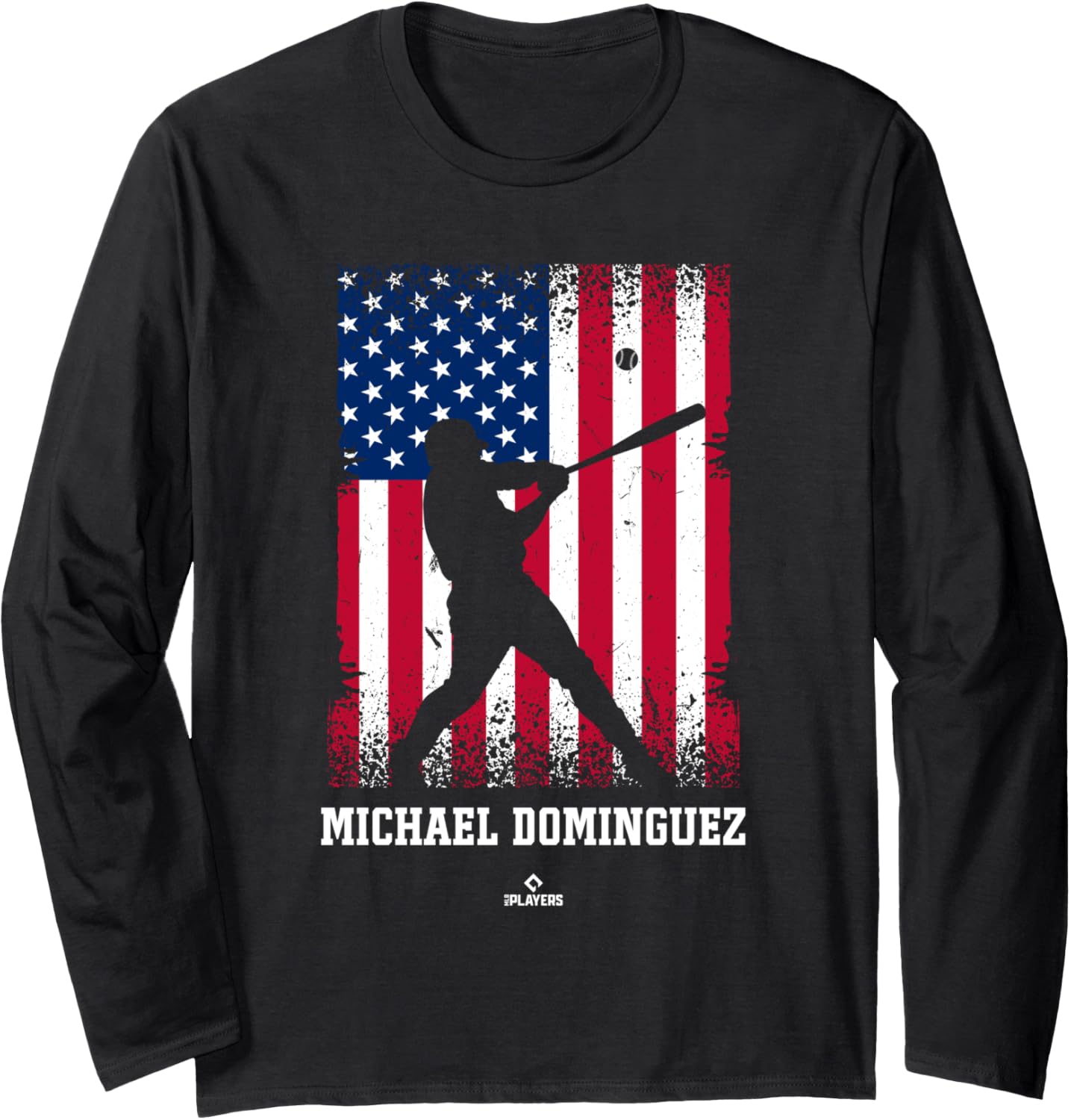 American Flag Swing Michael Dominguez Prospect Baseball Fan Long Sleeve