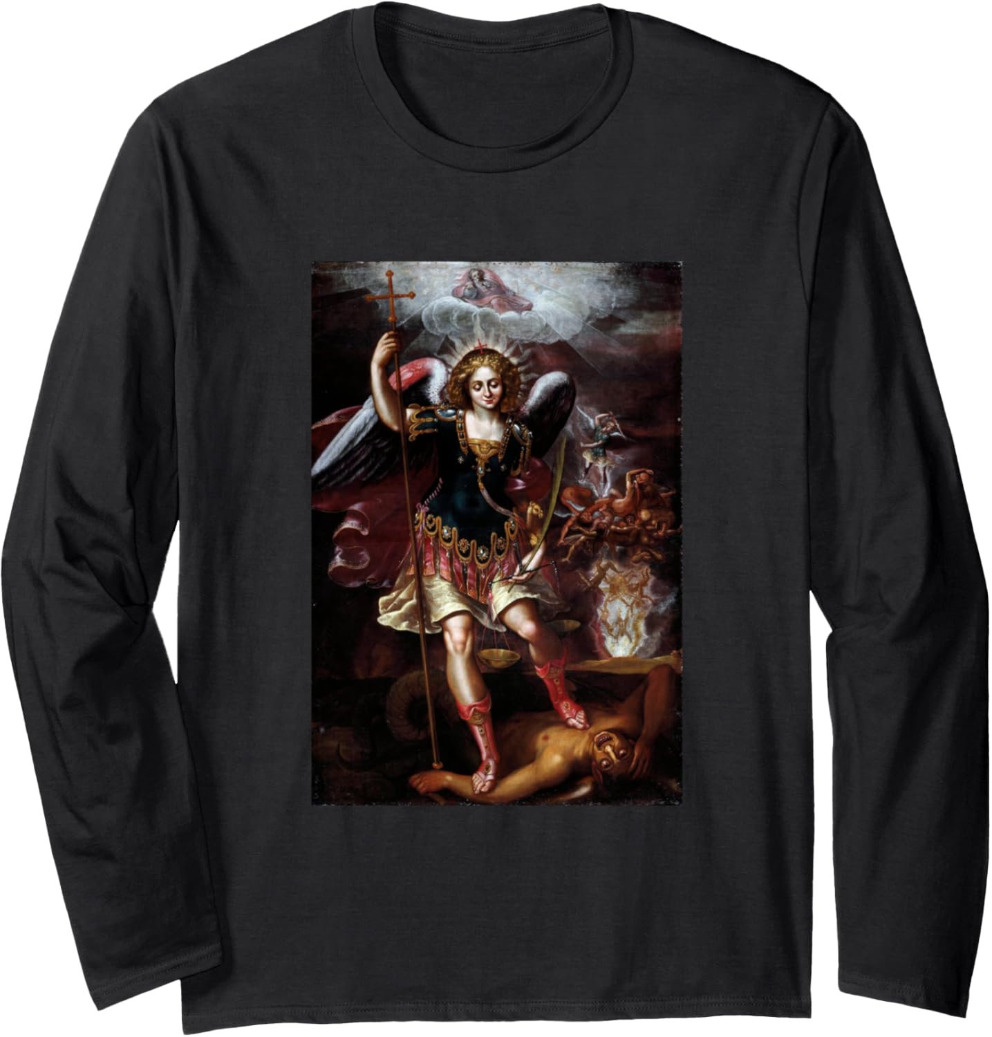 Archangel Michael Painting \/ Miguel Arcangel \/ Saint Michael Long Sleeve