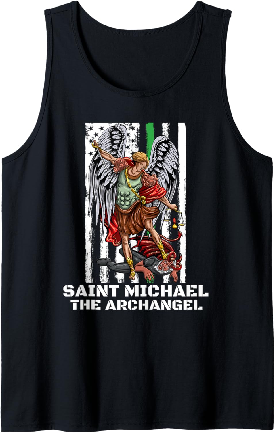 American Flag Saint Michael The Archangel Catholic Tank Top