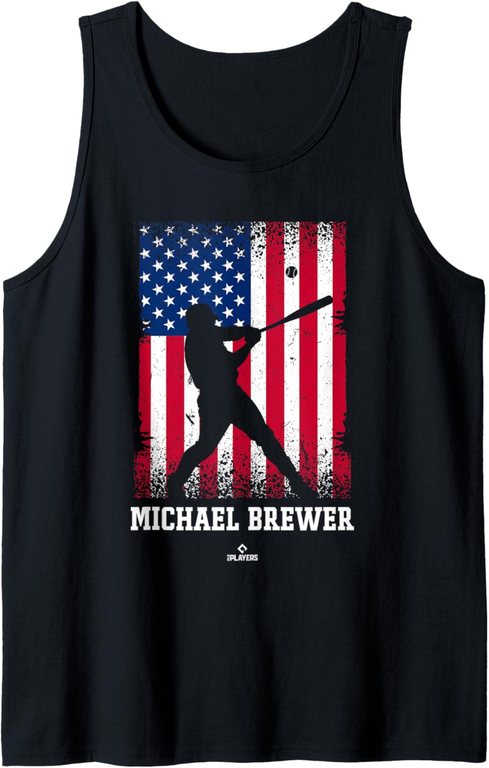 American Flag Swing Michael Brewer Prospect Baseball Fan Tank Top