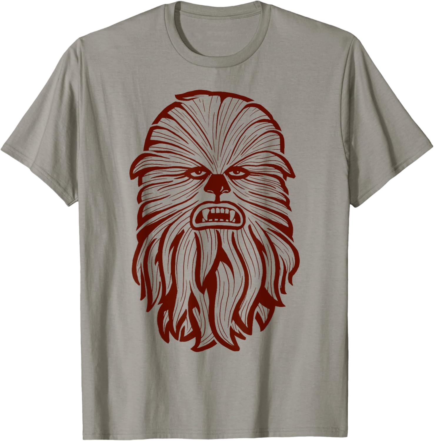Star Wars Chewbacca Head 70's Retro Line Art Graphic T Shirt