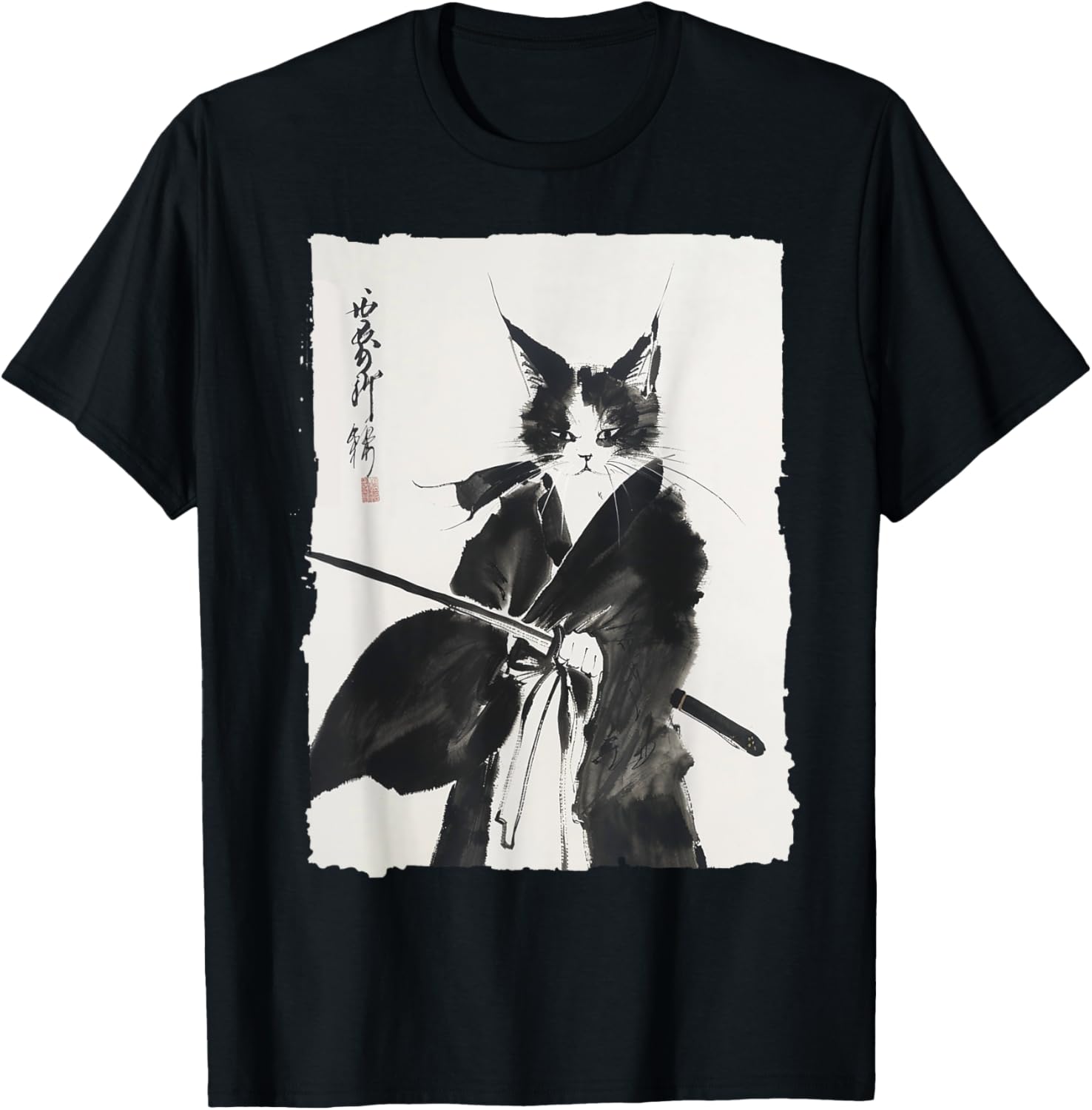 Samurai Cat Vintage Ukiyo e Warrior Art Graphic Cat Art