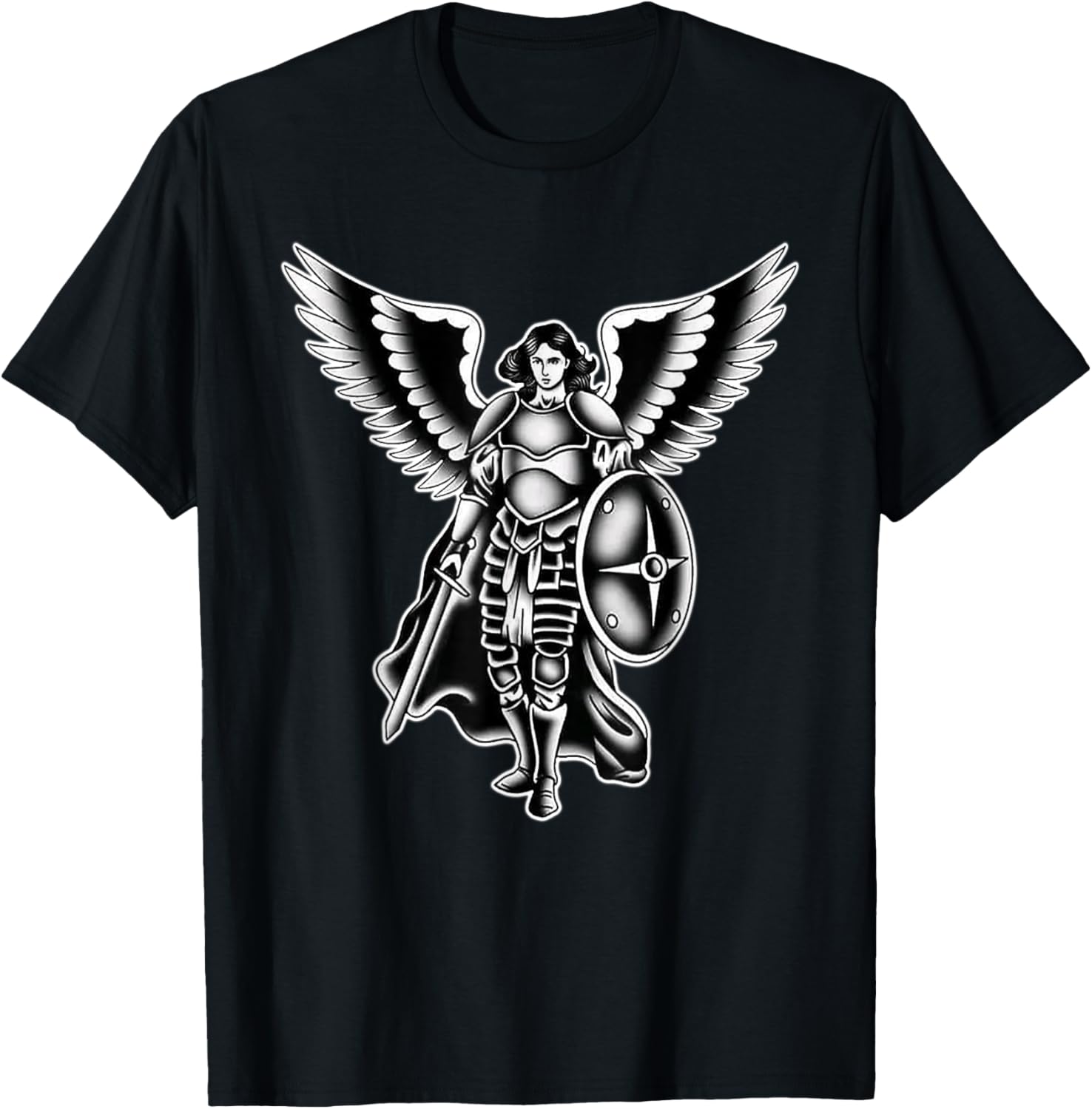 Archangel Michael Saint Angel Blackwork Minimal