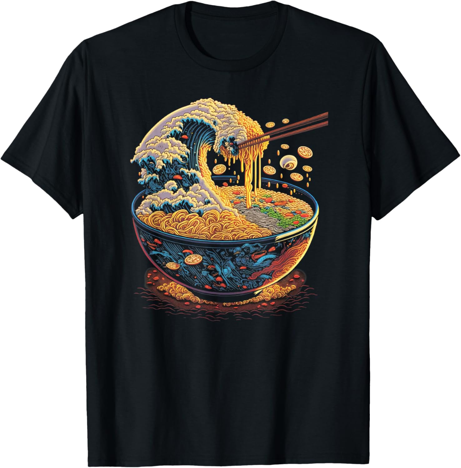 Japanese Kanagawa Wave Ramen Graphic Retro Anime Noodles Art