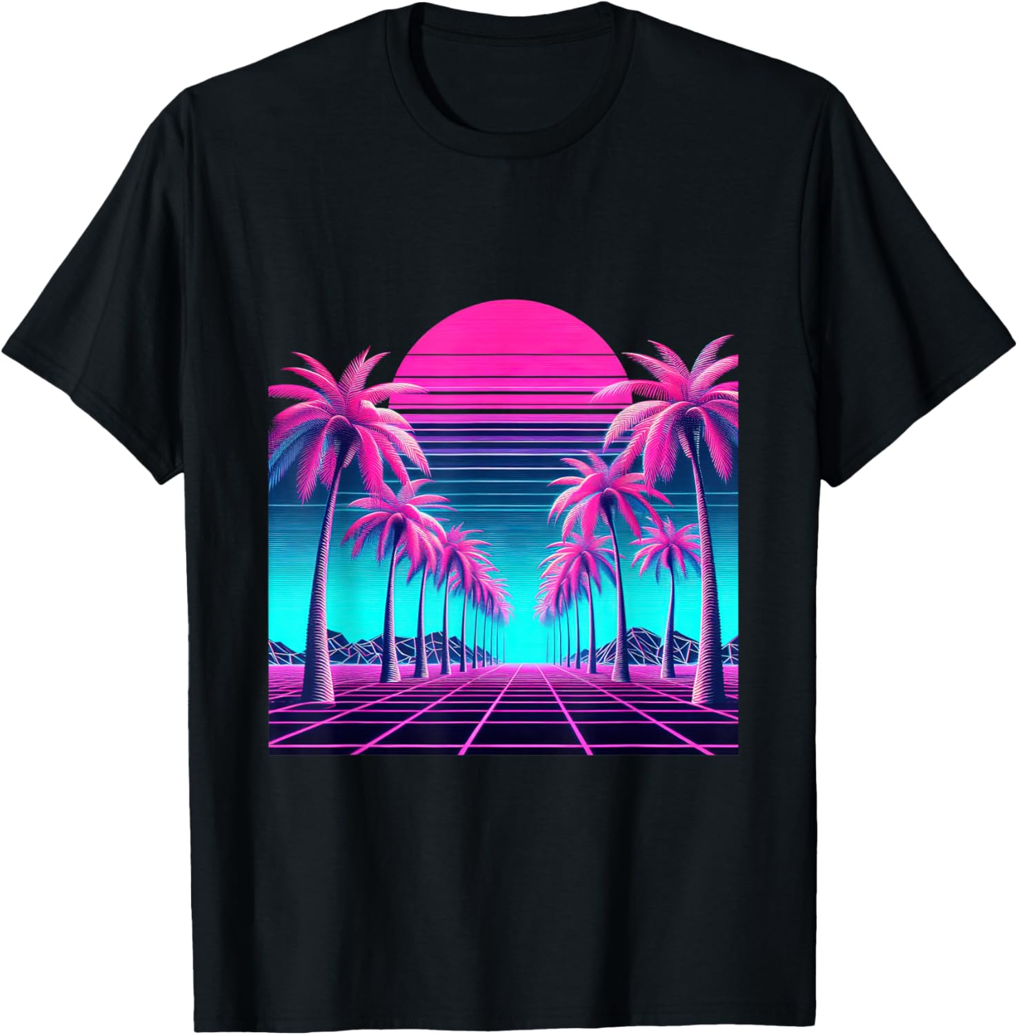 Retro 80s Vaporwave Aesthetic Palm Trees Sunset 90s Art