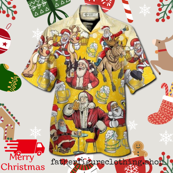Beer Santa Funny Christmas Merry Xmas Hawaiian Shirt