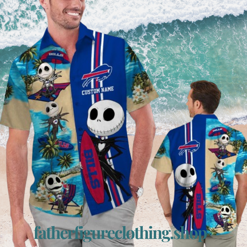 Buffalo Bills Jack Skellington Hawaiian Tropical Shirt With Custom Name