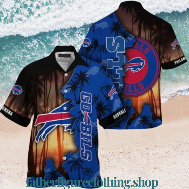 Buffalo Bills Mens Short 3D Aloha Sleeve Shirt