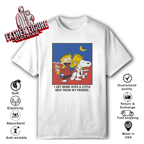 Calvin Bart Simpson And Snoopy I Get Home With A Little Help From My Friends T Shirt