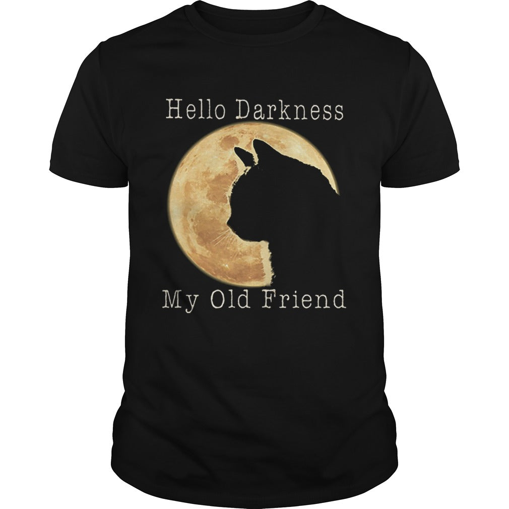 Cat moon Hello darkness my old friend shirt