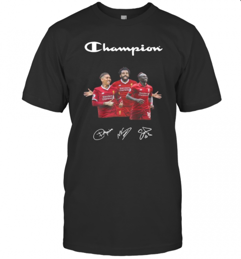 Champions Liverpool Football Club Player Signatures T Shirt