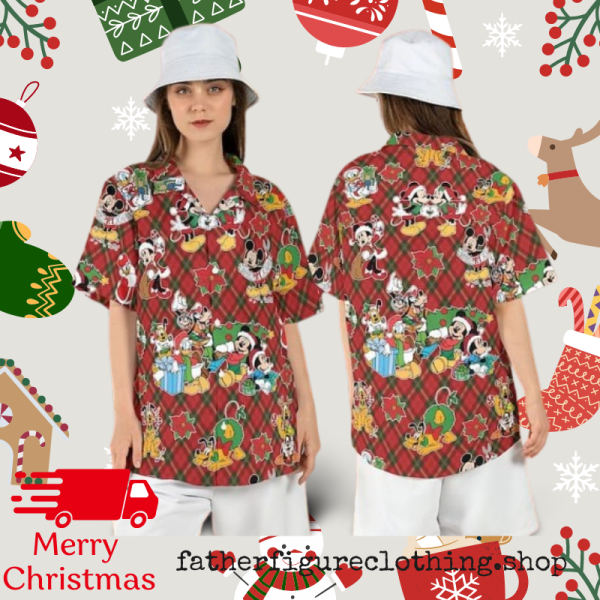 Disneyland Disney Christmas Mickey Friends Xmas Tree Hawaiian Shirts