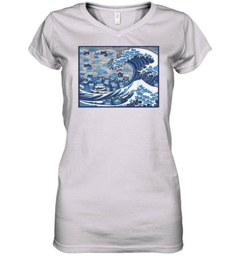 Blue Wave Cat For Kamala Women039S V Neck T Shirt