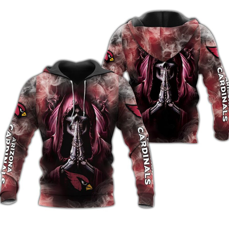 Arizona Cardinals Skull Hoodies Background Smoke For Men