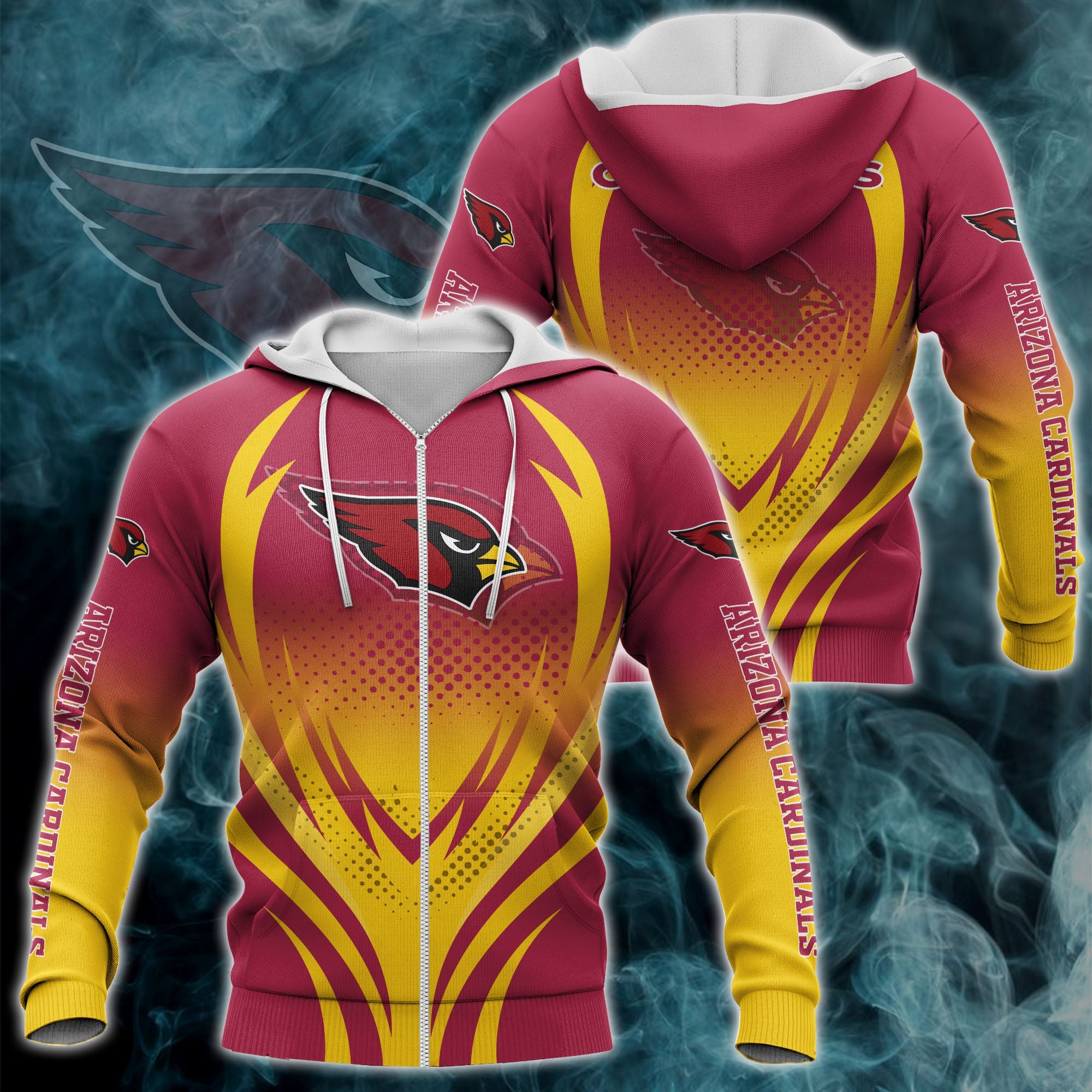 Arizona Cardinals Zipper Hoodie 3D Print H04Fs Nfl Printed