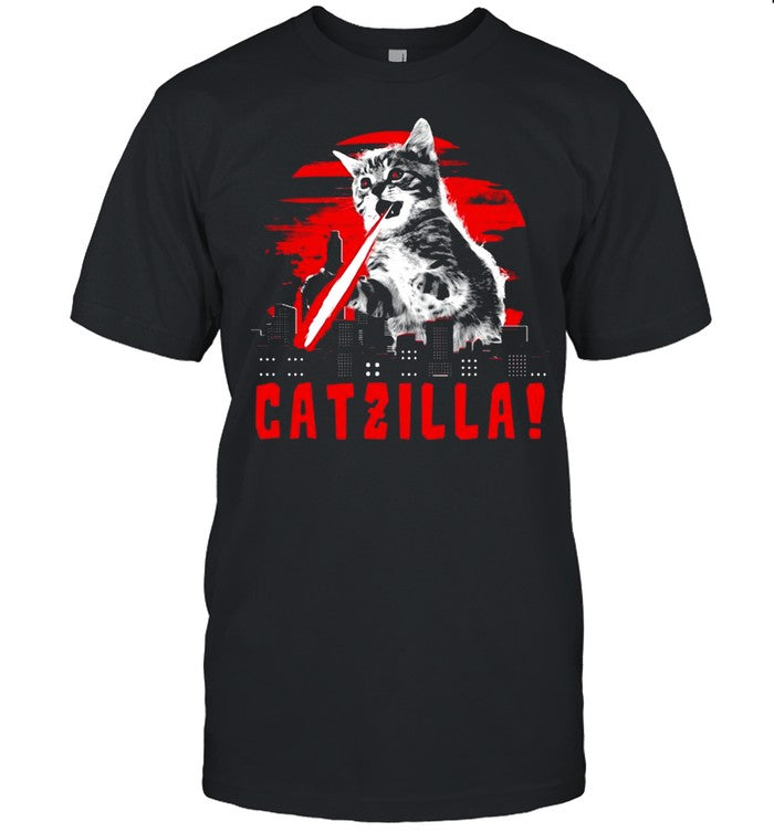 Beware Catzilla Laser Cat Lover T shirt