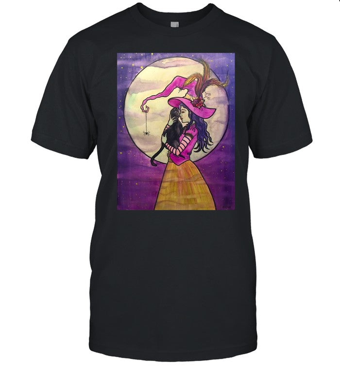 Black Cat A Love So Familiar Witch Illustration Spooky Halloween T shirt