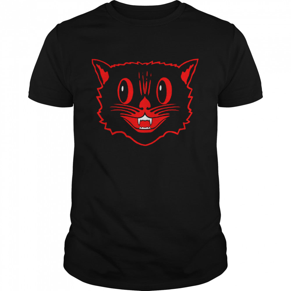 Black cat retro old school Halloween Spooky cat shirt