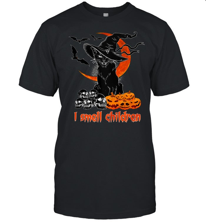 Black Cat Witch I Smell Children Pumpkin Halloween shirt