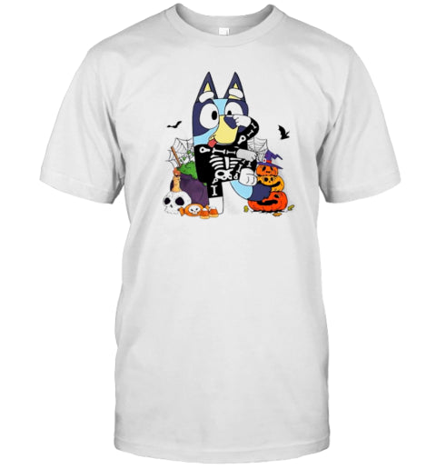Bluey Halloween Skeleton Dog T Shirt