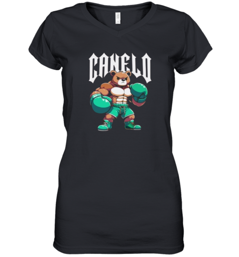 Canelo Teddy Bear Logo Women039S V Neck T Shirt