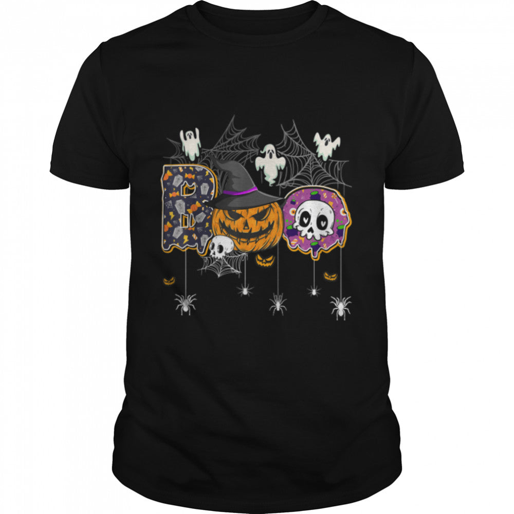 Boo Creepy Ghost Pumpkin Witch Halloween Costume T Shirt B0B7JN6B14