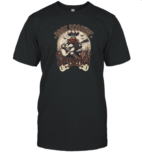 Boot Scootin Spooky Skeleton Halloween T Shirt