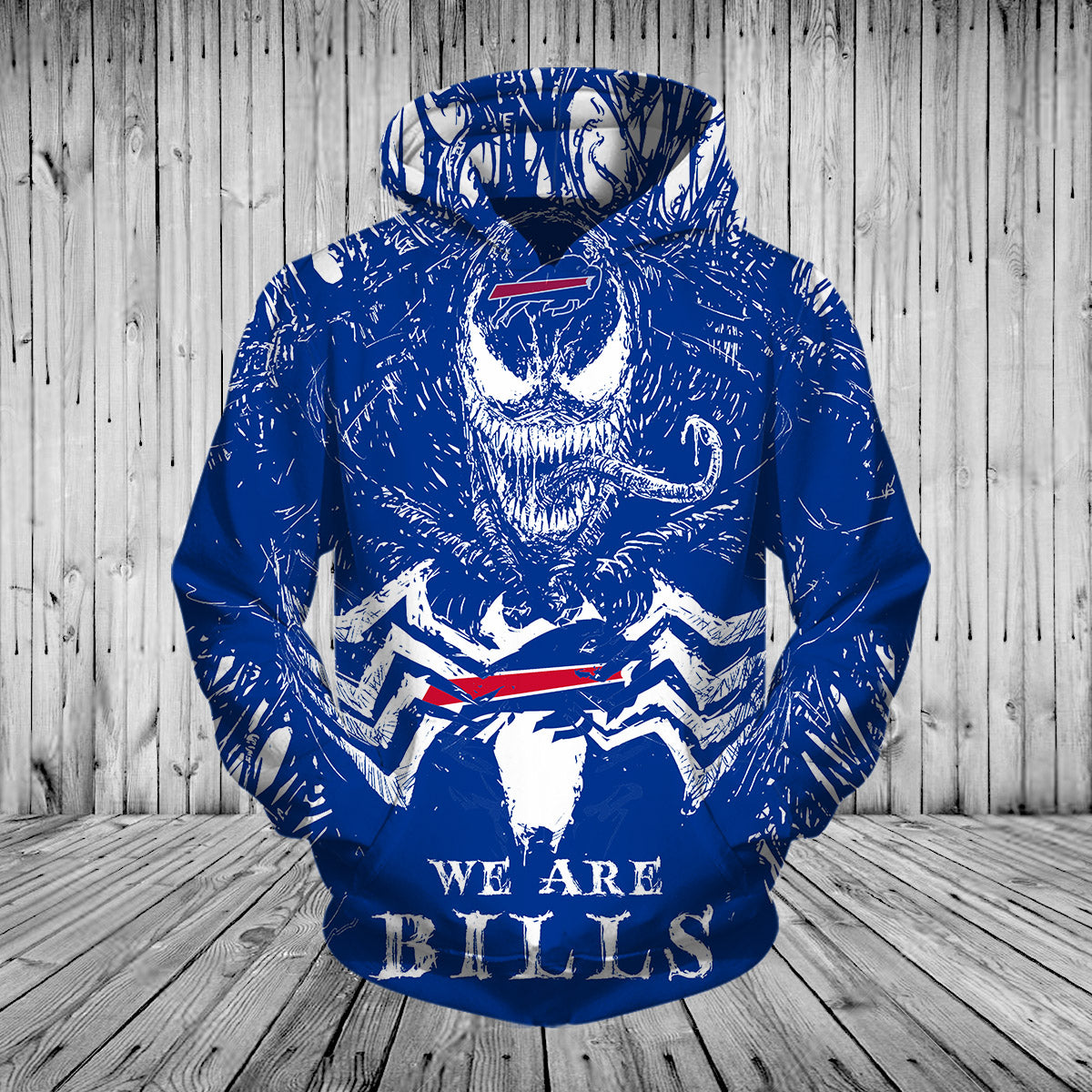 Buffalo Bills Hoodies Mens 3D Venom Pullover Hoodies