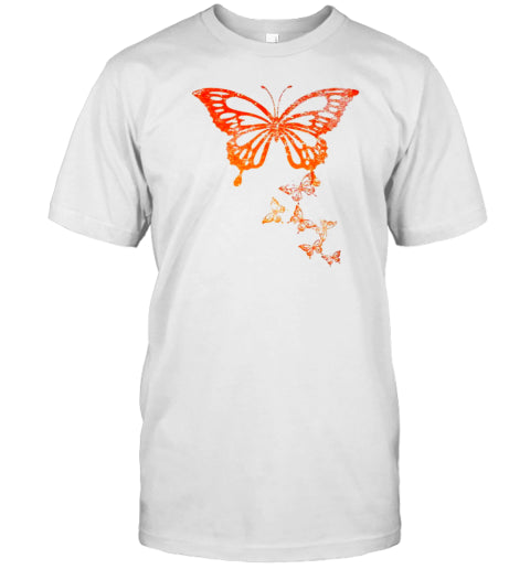 Butterfly Halloween Costume Glowing Pumpkin Color Distressed T Shirt