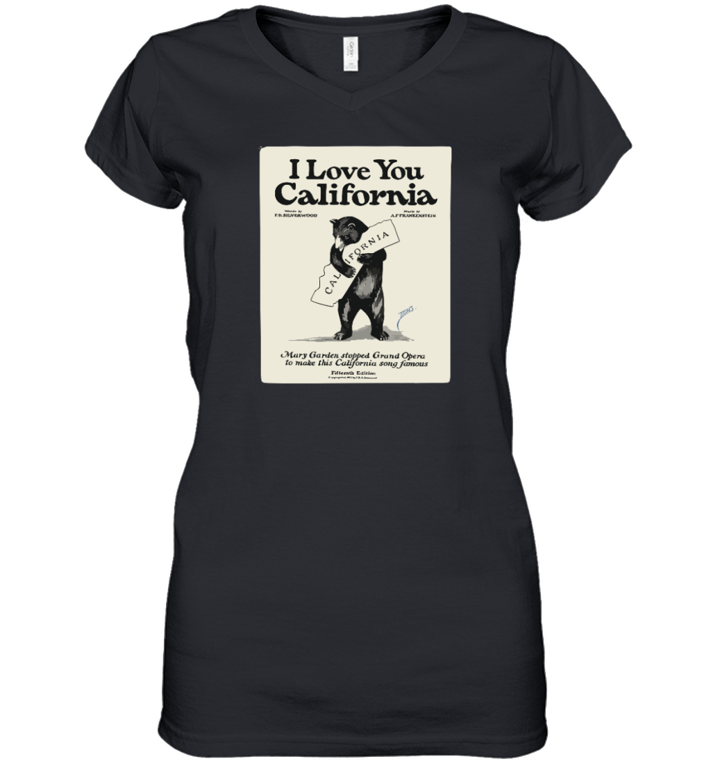 California I Love You Womens V Neck T Shirt