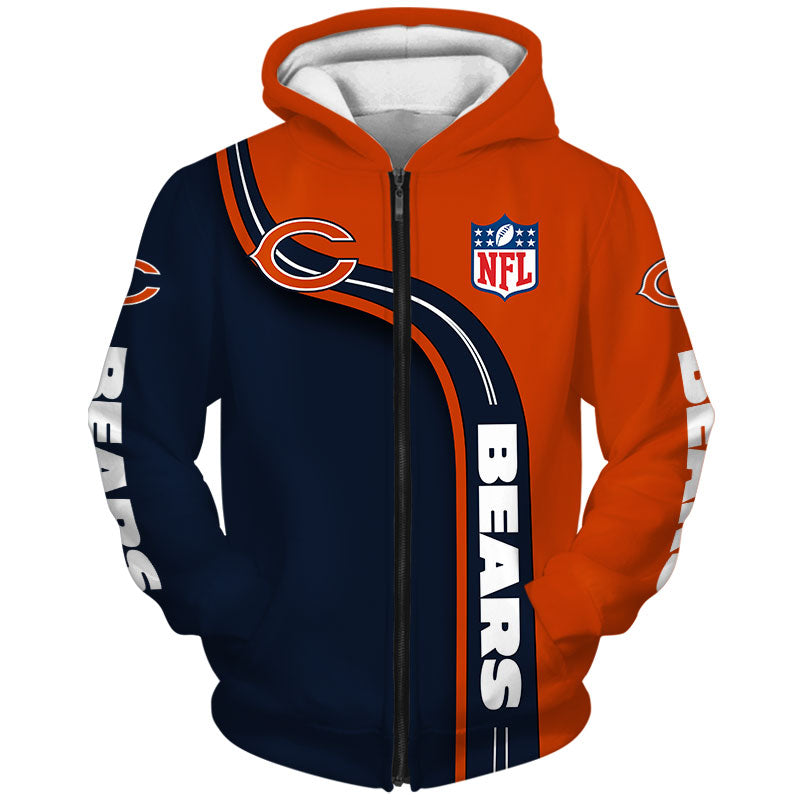 Chicago Bears Zip Hoodies 3D Highway Letter Bears