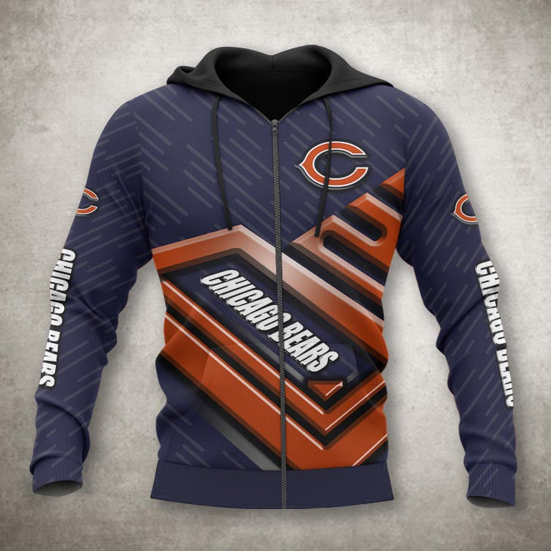Chicago Bears Zip Up Hoodies Nfl Printed