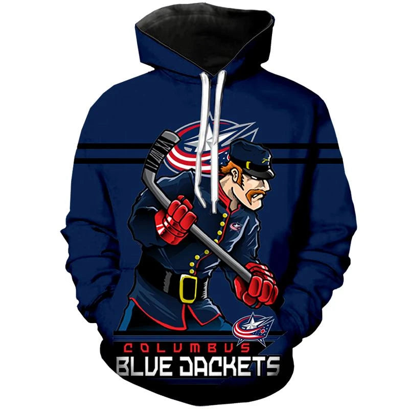 Columbus Blue Jackets Hoodie Mascot 3D Printed For Men