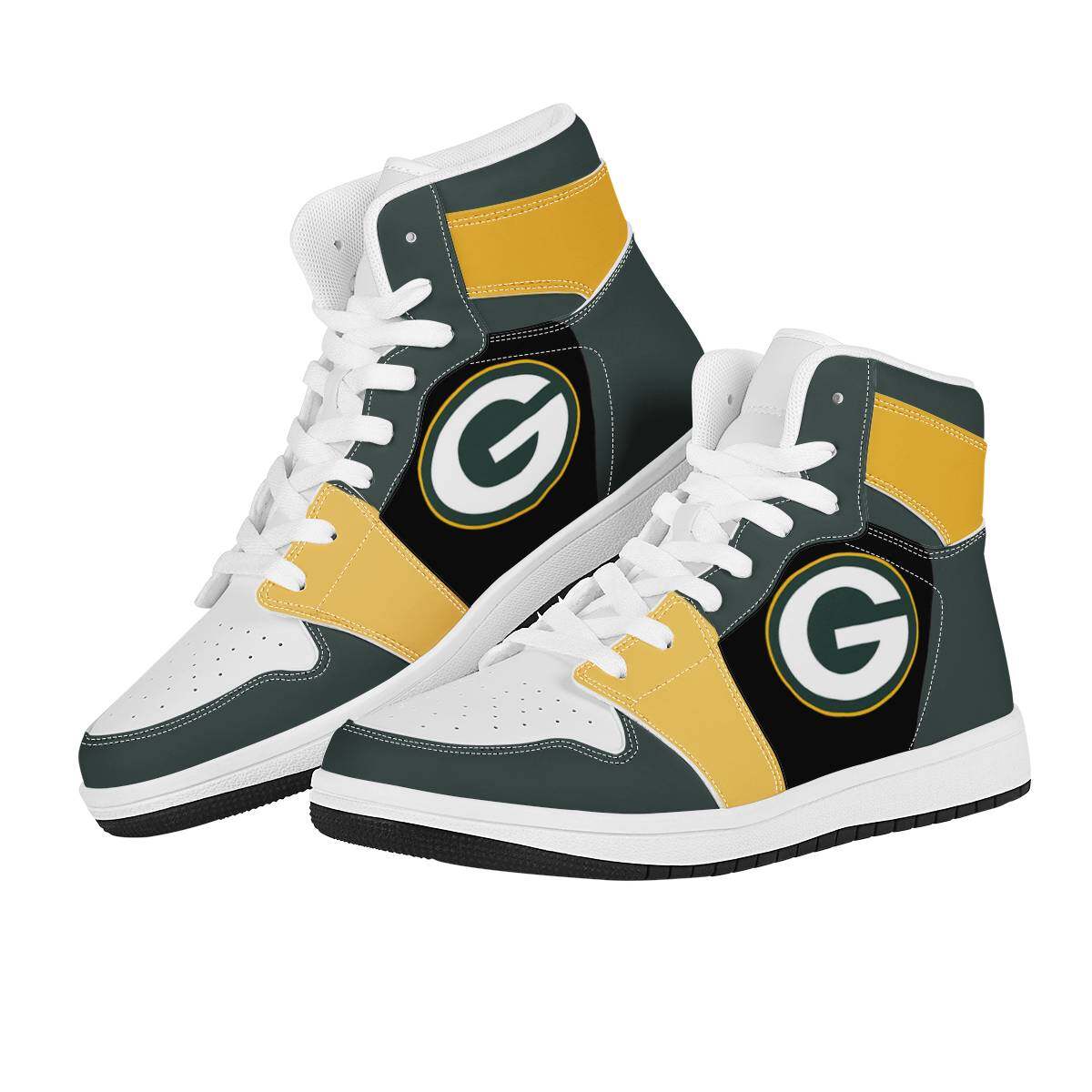 Customize Green Bay Packers High Top Leather Sneakers Casual Shoes Wzx0050Z92