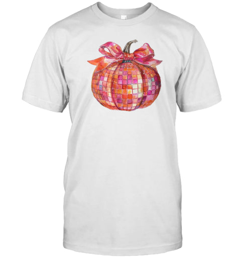 Cute Coquette Bow Disco Pumpkin Fall Autumn Halloween T Shirt