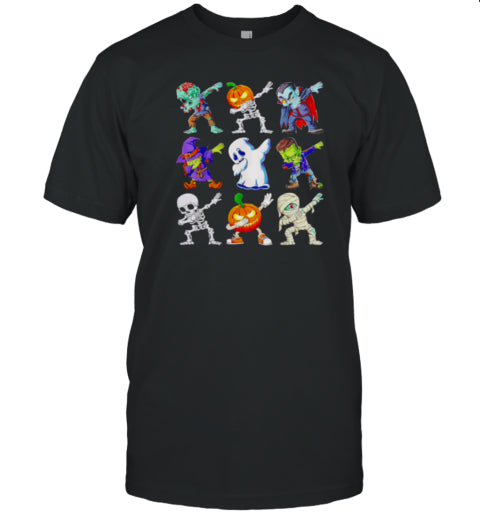 Dabbing Halloween Skeleton Zombie Scary Pumpkin Mummy T Shirt