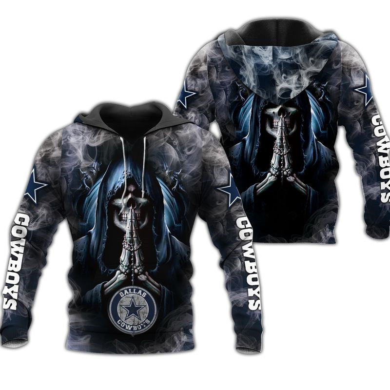 Dallas Cowboys Skull Hoodies Background Smoke For Men