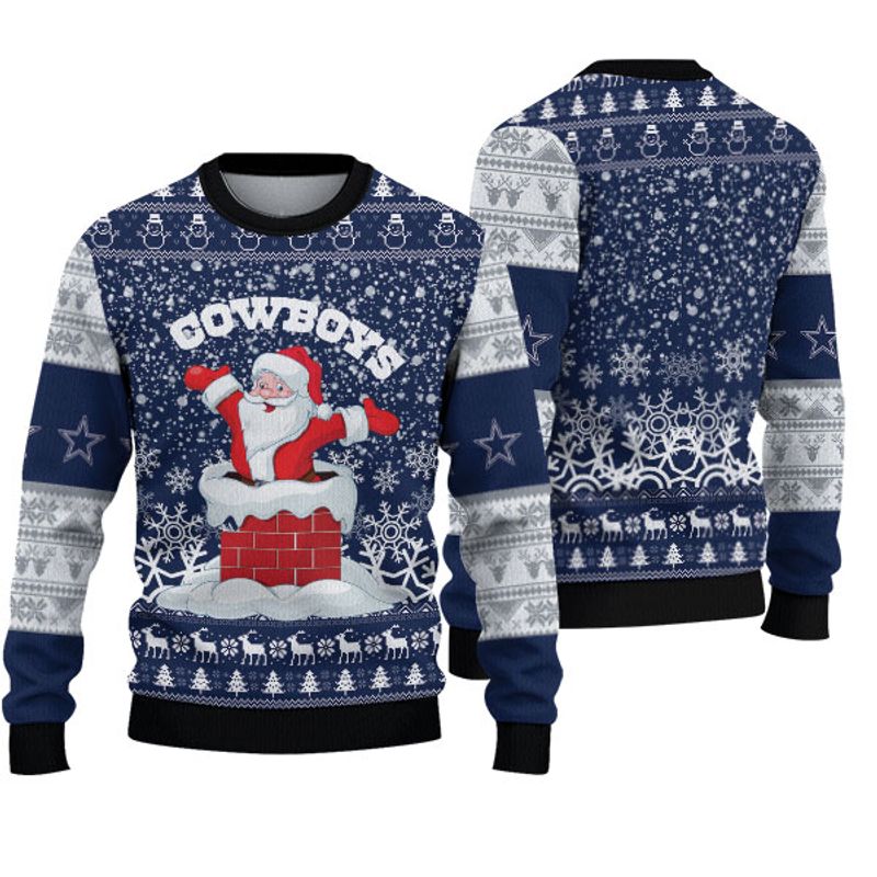 Dallas Cowboys Sweatshirt Christmas Funny Santa Claus Nfl Printed