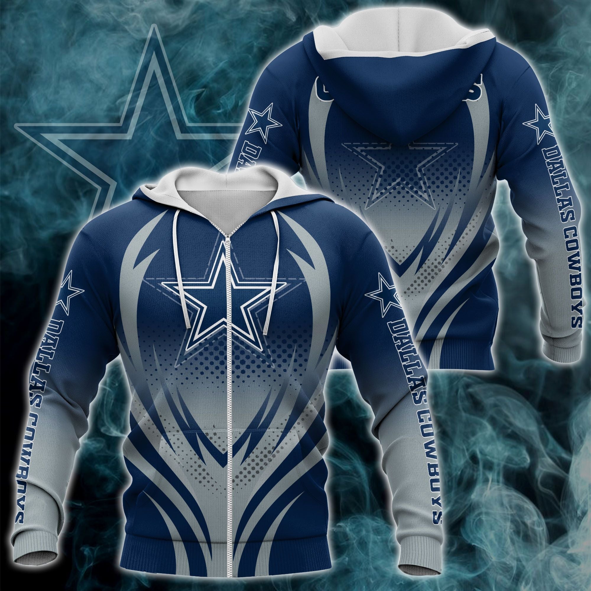 Dallas Cowboys Zipper Hoodie 3D Print H04Fs Nfl Printed