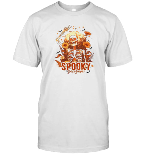 Dancing Skeleton Pumpkin Funny Fall Halloween Party Spooky Season Skeleton T Shirt