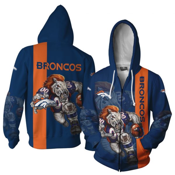 Denver Broncos Mens Hoodies Mascot 3D Ultra Cool For Men