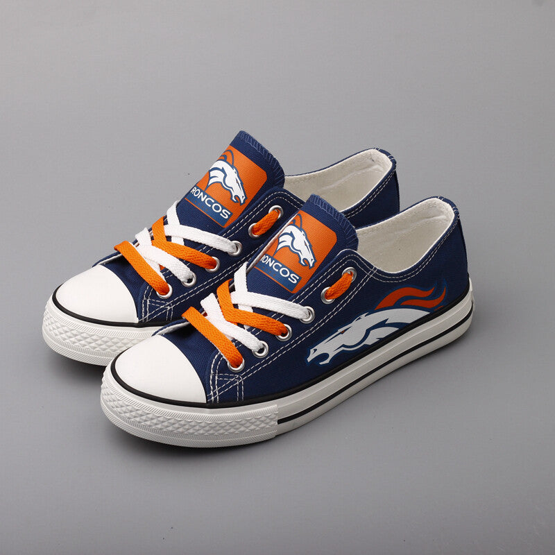 Denver Broncos Nfl Fans Low Top Canvas Shoes Sneakers Blue T Dg15L Personalized