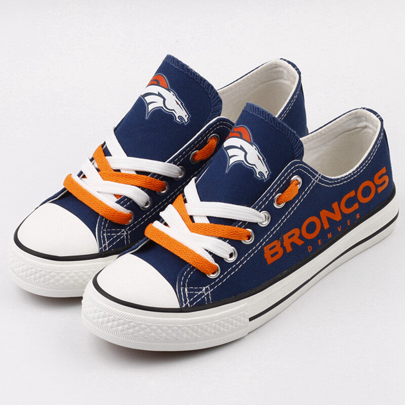 Denver Broncos Nfl Fans Low Top Canvas Shoes Sneakers Blue T Dj134L Personalized