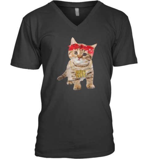 Cat Thug Life V Neck T Shirt