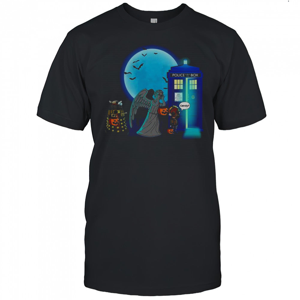 Doctor Who Halloween Tardis Dalek Weeping Angel Trick Or Treat T Shirt