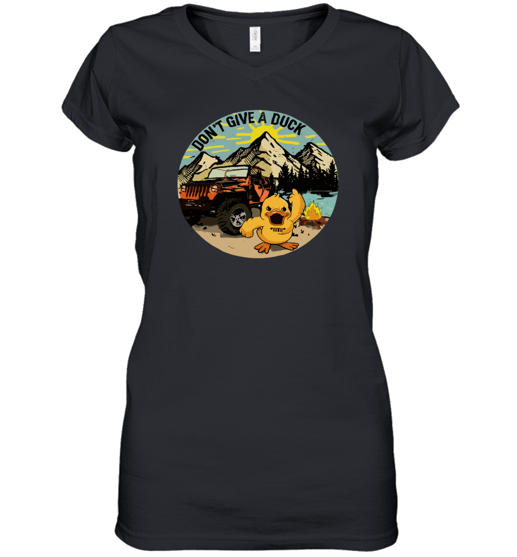 Dont Give A Duck Jeep Duck Unisex Womens V Neck T Shirt