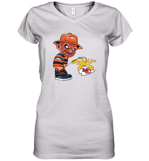 Denver Broncos Freddy Krueger Piss On Kansas City Chiefs Women039S V Neck T Shirt