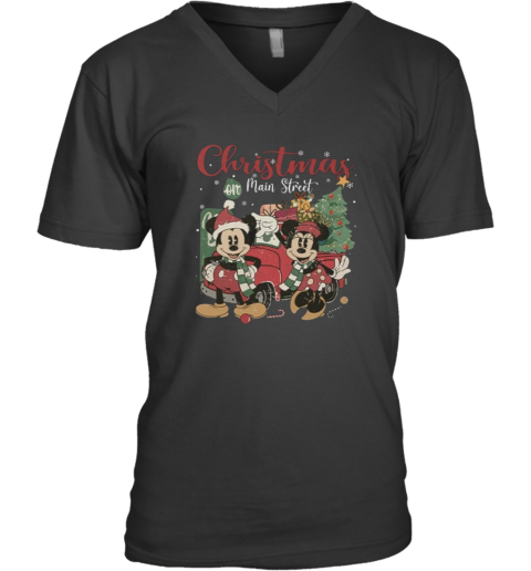Disney Mickey And Mickey Minnie Christmas On Main Street V Neck T Shirt