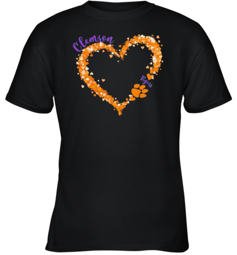 Clemson Tigers Pride Big Hearts With The Tigers Logo Youth T Shirt